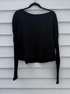 NOCTEX Black Cropped Long-Sleeve Top